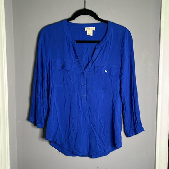 Lucky Brand Blue Pin Dot Tunic Blouse Size XS - Picture 7 of 7